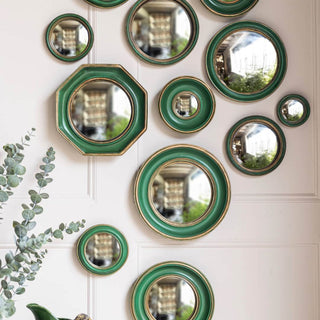 Set of green convex  mirrors.