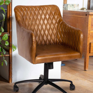 Brown leather home office chair