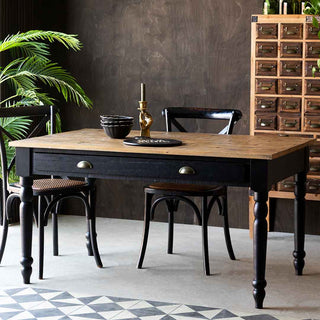 beautiful black apothecary dining table