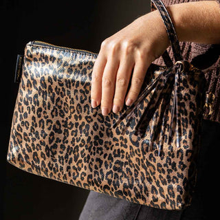 Leopard print clutch bag