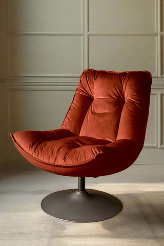 Burnt Orange Velvet Swivel Chair