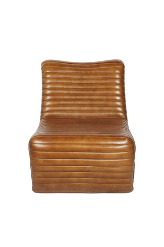 Cutout of the Traditional Brown Leather Occasional Chair on a white background, seen from the front.