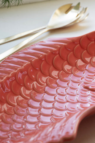 Close-up of the scale detail inside the Fish-Shaped Ceramic Serving Dish.