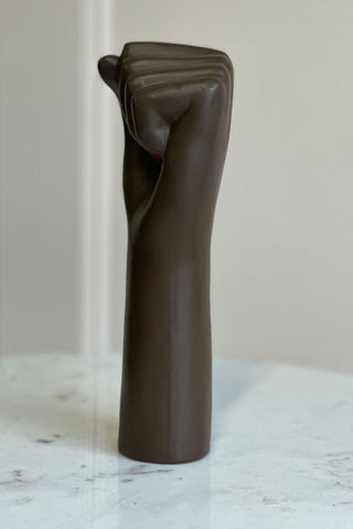 A side view of the girl power vase.