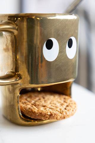 Gold Cookie Holding Face Mug