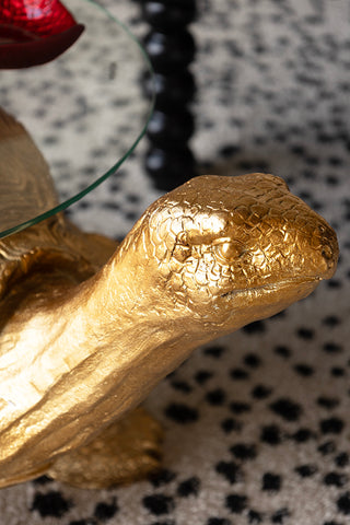 Detail shot of the face of the Gold Tortoise Side Table.