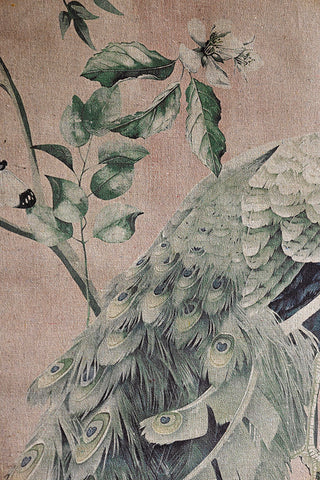 Close-up of the illustration on the Large Peacock Wall Art.