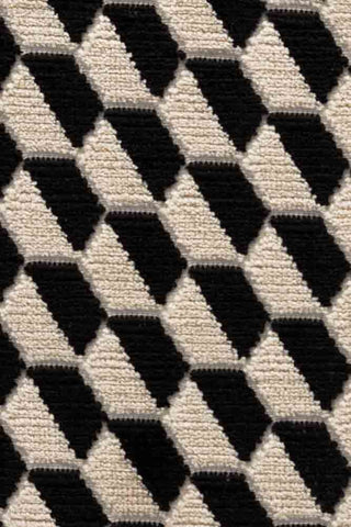 Close-up of The Geo Glam Woven Sand & Black Fabric Swatch.