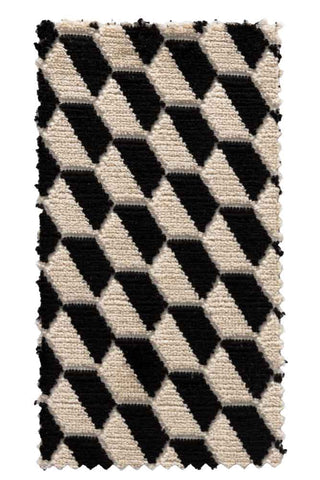 The Grace Sofa Range Fabric Swatch - Geo Glam Woven Sand & Black.