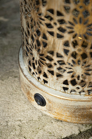 Close-up of the switch on the side of the Rustic-Style Outdoor Lantern.