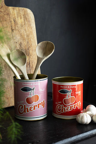 Set Of 2 Retro Cherry Kitchen Storage Tins