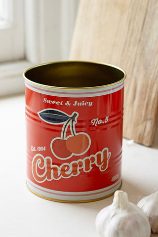 Set Of 2 Retro Cherry Kitchen Storage Tins