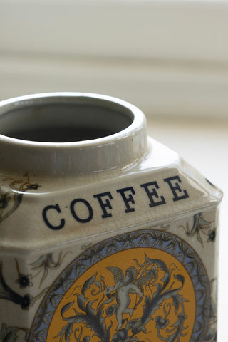 Close-up of the top of the Coffee Jar from the Set of 2 Ceramic Tea & Coffee Storage Jars.