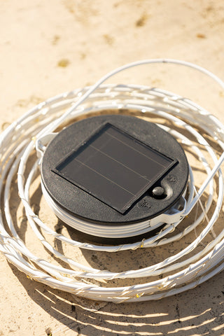 Close-up of the solar panel on the Spiral Solar Exterior Lamp.