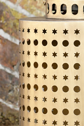 Closeup of the Pretty Stars Gold Outdoor Solar Light.