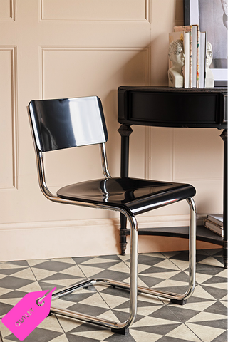 Retro Inspired Curved Dining Chair in Black - SECONDS