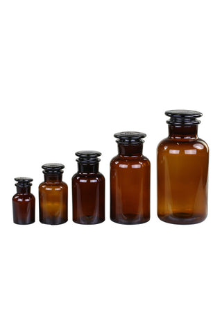 Image of the Set Of 5 French Amber Apothecary Jars on a white background