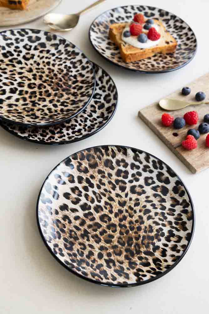 Set of 4 Natural Leopard Love Side Plates | Rockett St George