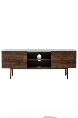 Cutout of the Acacia Wood & Marble TV Unit on a white background.