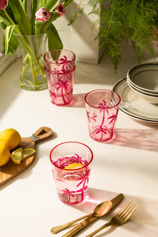 Acrylic Pink Palm Tree Picnic Tumbler