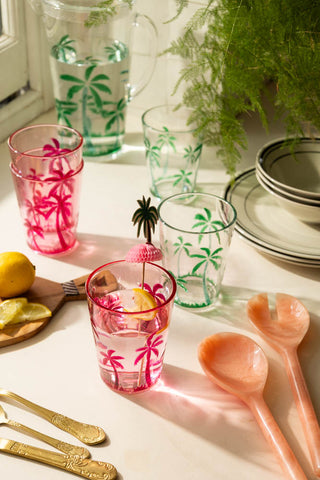 Acrylic Pink Palm Tree Picnic Tumbler