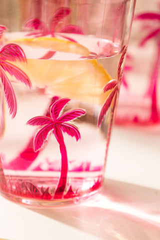 Acrylic Pink Palm Tree Picnic Tumbler