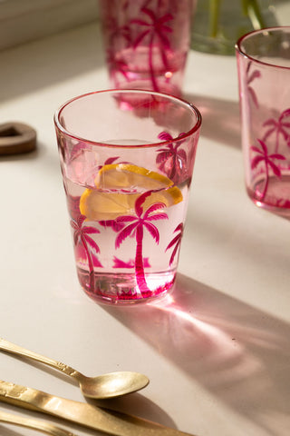 Acrylic Pink Palm Tree Picnic Tumbler