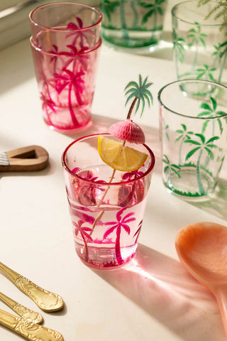 Acrylic Pink Palm Tree Picnic Tumbler