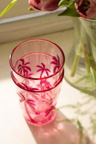 Acrylic Pink Palm Tree Picnic Tumbler