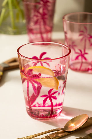 Acrylic Pink Palm Tree Picnic Tumbler