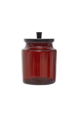 Cutout of the Apothecary-Style Amber Glass Storage Cannister on a white background.