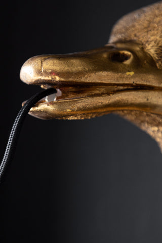 Detail shot of the beak on the Antique Bronze Ostrich Wall Light.