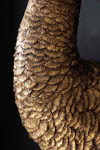 Detail shot of the surface of the Antique Bronze Ostrich Wall Light.