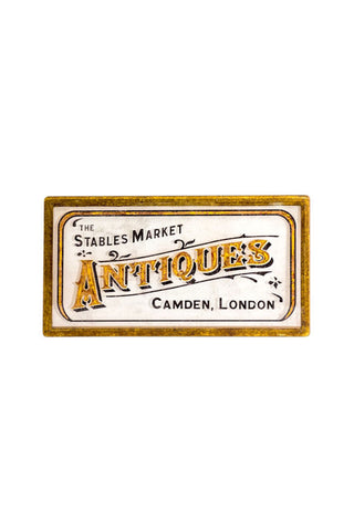 Cutout of the Antique-Style Gold Framed Stables Market Wall Art on a white background.