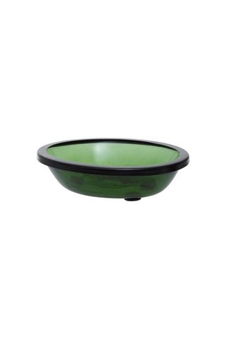 Cutout of the Apothecary-Style Green Glass Soap Dish on a white background.