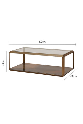 Cutout image of the Art Nouveau Coffee Table on a white background with dimension details.