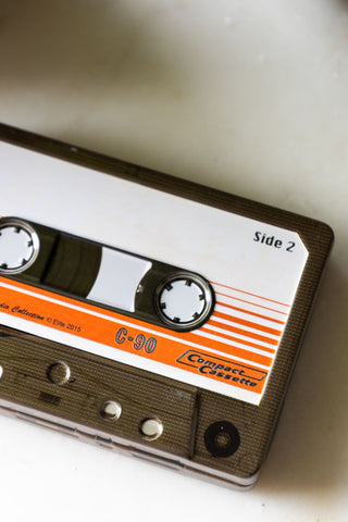 Detail shot of the reverse side of the Awesome Mix Cassette Tape Storage Tin.