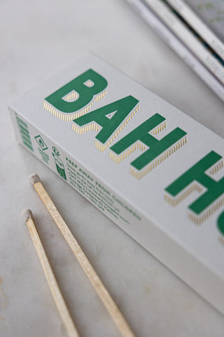 Detail shot of the Bah Humbug Luxury Long Matches and some of the matches.