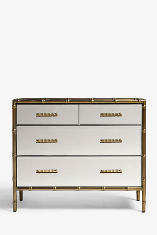 Cutout of the Mirrored Bamboo Effect Chest Of Drawers, on a white background.