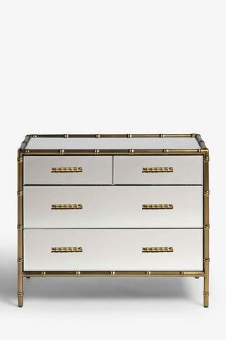 Cutout of the Mirrored Bamboo Effect Chest Of Drawers seen from the front, on a white background.