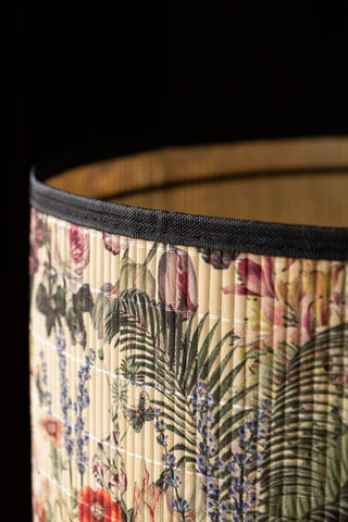 Detail shot of the black piping on the edge of the Bamboo Floral Print Easyfit Lampshade.