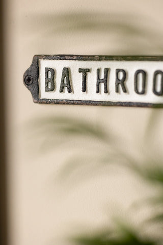 Close-up of the Bathroom Door Hanging Sign.