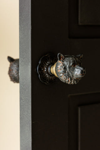 The Bear Door Knob on a door.