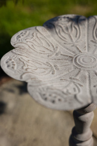Detail shot of the top of the Beautiful Bird Bath On Stand.