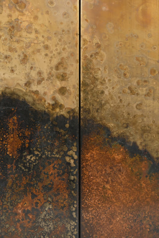 Detail shot of the Beautiful Burnished Metal Sideboard.