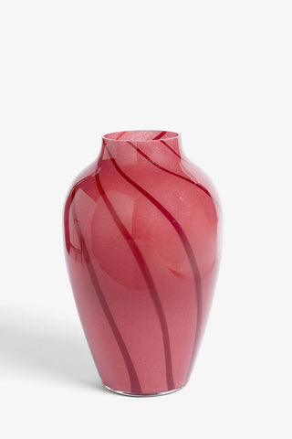 Cutout image of the Beautiful Pink & Red Swirl Vase on a white background.