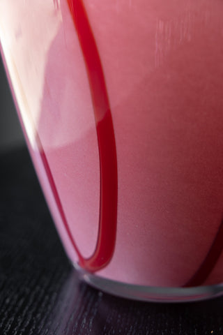 Detail shot of the base of the Beautiful Pink & Red Swirl Vase.