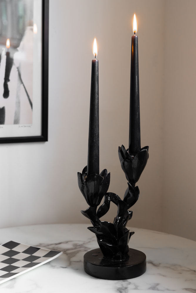 Beautiful Tapered Black Dinner Candle