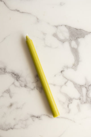 Beautiful Dinner Candle - Lime Green against marble 