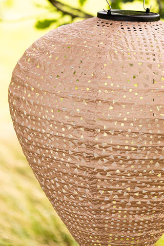 Detail shot of the pattern on the Bell Shaped Peach Outdoor Garden Lantern.